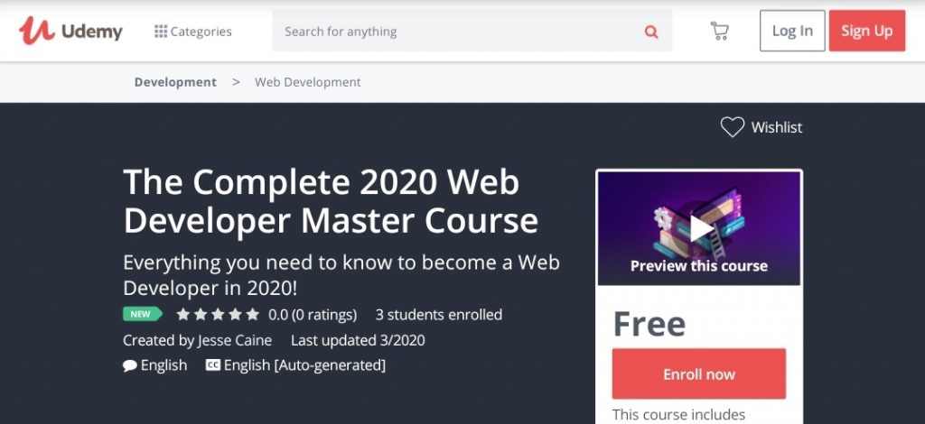 The Complete 2020 Web Developer Master Course udemy course
