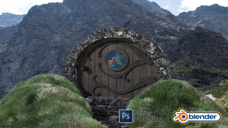Blender 2.9 & Adobe Photoshop 3D Modeling a Hobbit Door